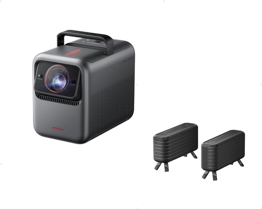 NEBULA X1 Triple Laser 4K Projector with Satellite Speakers, 3500 ANSI Lumens, 56000:1 Contrast, 200W 4.1.2 Surround Sound, 0.9-1.5 Optical Zoom, Smart AI, Dolby Vision, Built-In Micro Gimbal, GTV