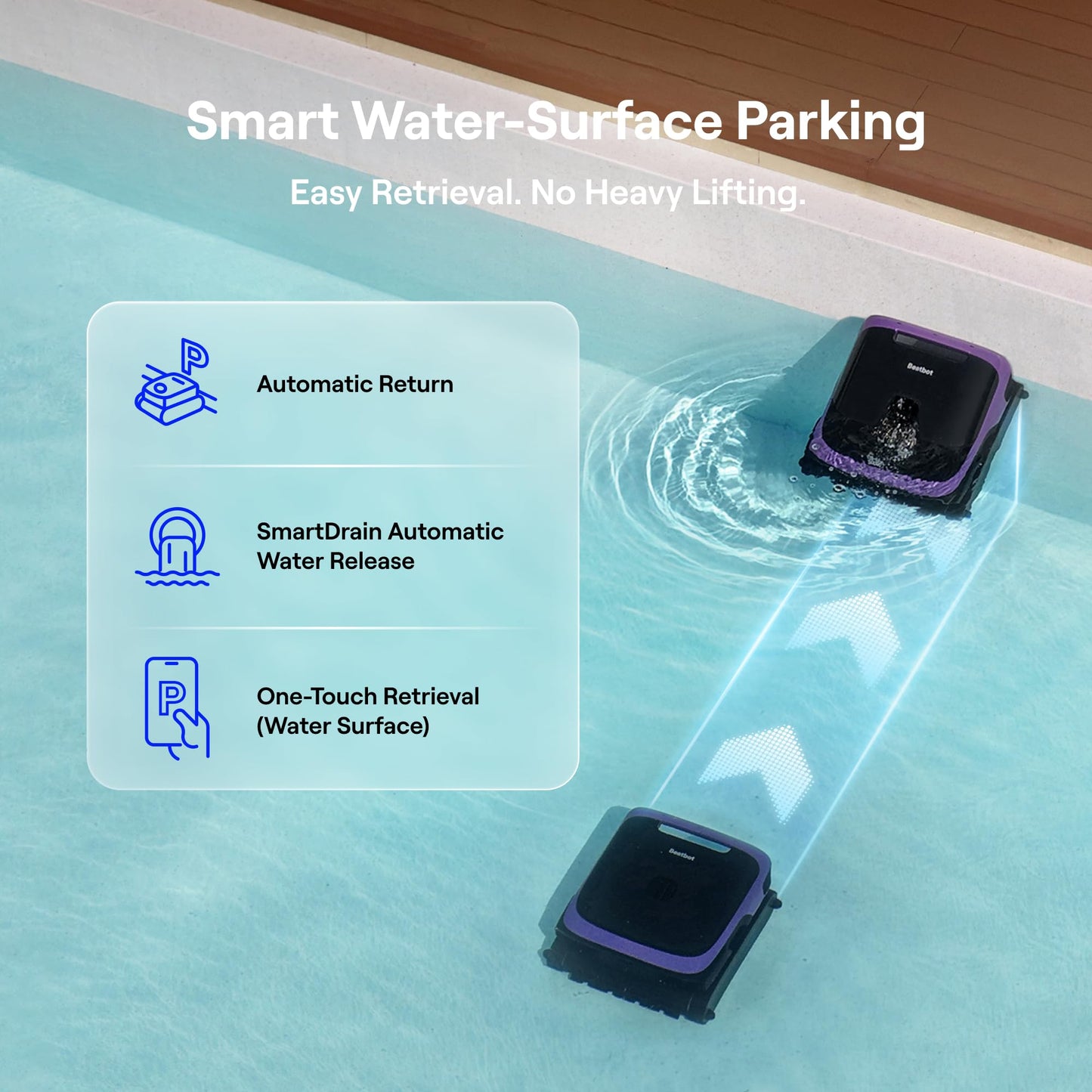 (2026 New) Beatbot Sora 70 Pool Vacuum Robot, 360° Top-to-Bottom Cleaning, Smart Surface Parking, 6L Capacity, 6800GPH Super Power for Above & In-Ground Pools Up to 3,200 sq. ft, Lilac