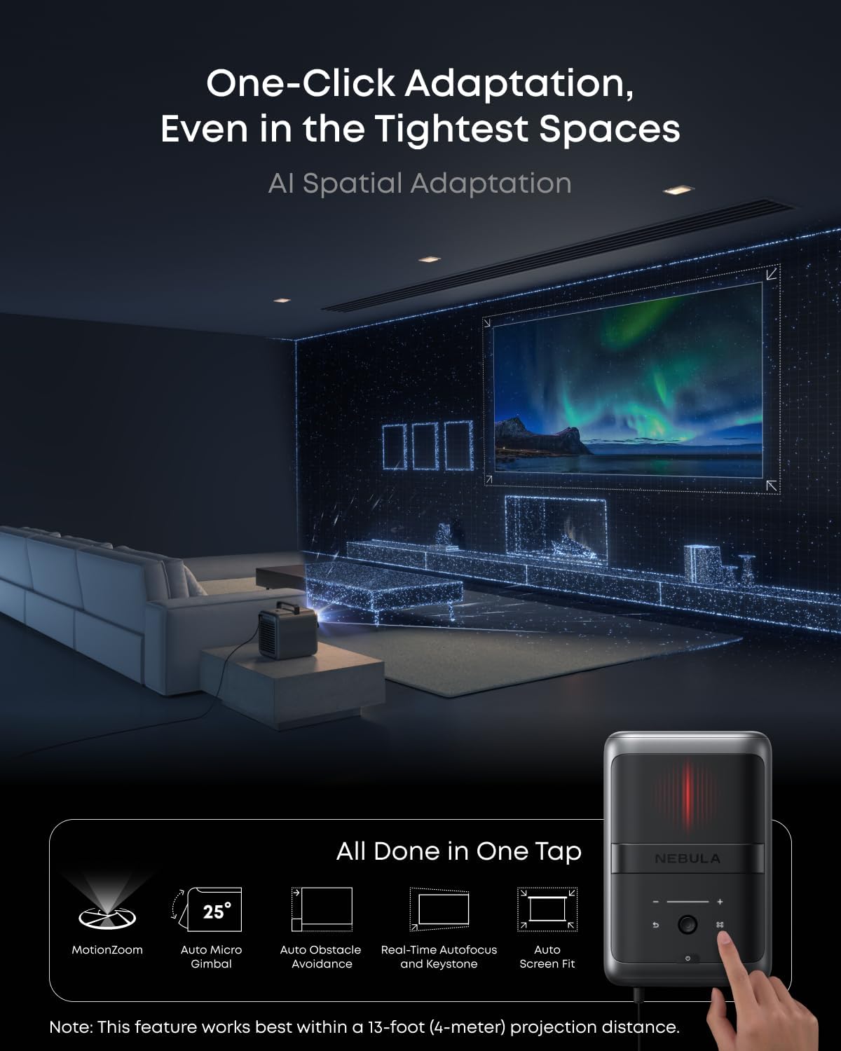 NEBULA X1 Triple Laser 4K Projector with Satellite Speakers, 3500 ANSI Lumens, 56000:1 Contrast, 200W 4.1.2 Surround Sound, 0.9-1.5 Optical Zoom, Smart AI, Dolby Vision, Built-In Micro Gimbal, GTV