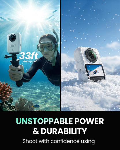 Xtra 360 Camera, 8K Panoramic Video, 1-Inch Sensor Equivalent, 100MP High Resolution, Waterproof Action Camera, 105GB Built-in Storage, Bullet Time, Broad Compatibility, Vlog