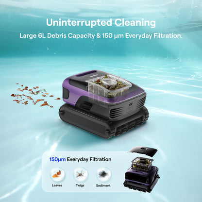 (2026 New) Beatbot Sora 70 Pool Vacuum Robot, 360° Top-to-Bottom Cleaning, Smart Surface Parking, 6L Capacity, 6800GPH Super Power for Above & In-Ground Pools Up to 3,200 sq. ft, Lilac