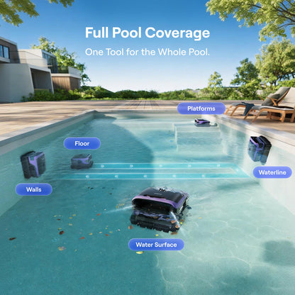 (2026 New) Beatbot Sora 70 Pool Vacuum Robot, 360° Top-to-Bottom Cleaning, Smart Surface Parking, 6L Capacity, 6800GPH Super Power for Above & In-Ground Pools Up to 3,200 sq. ft, Lilac